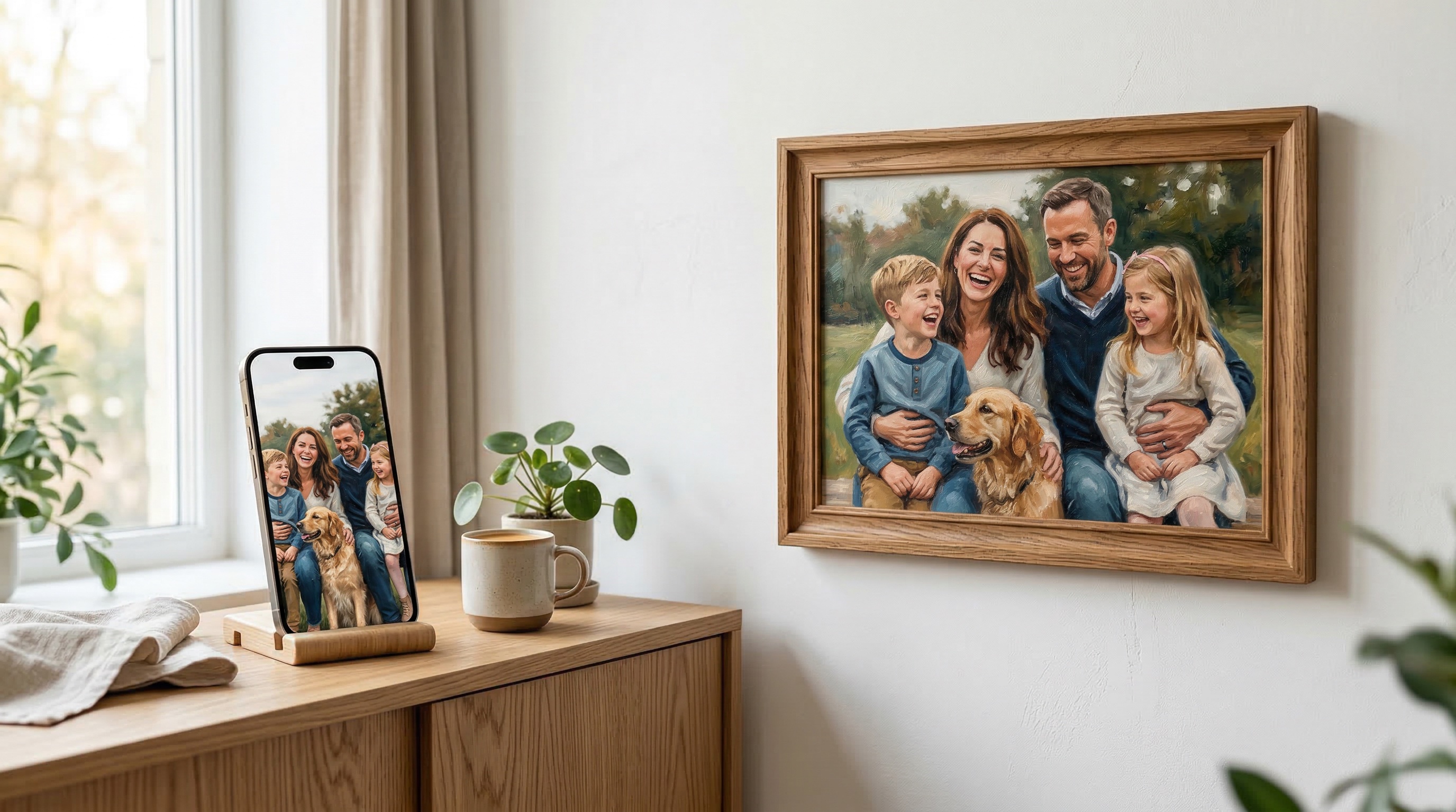 Tableau aquarelle personnalisé à partir d'une photo de famille — Ma Photo en Tableau